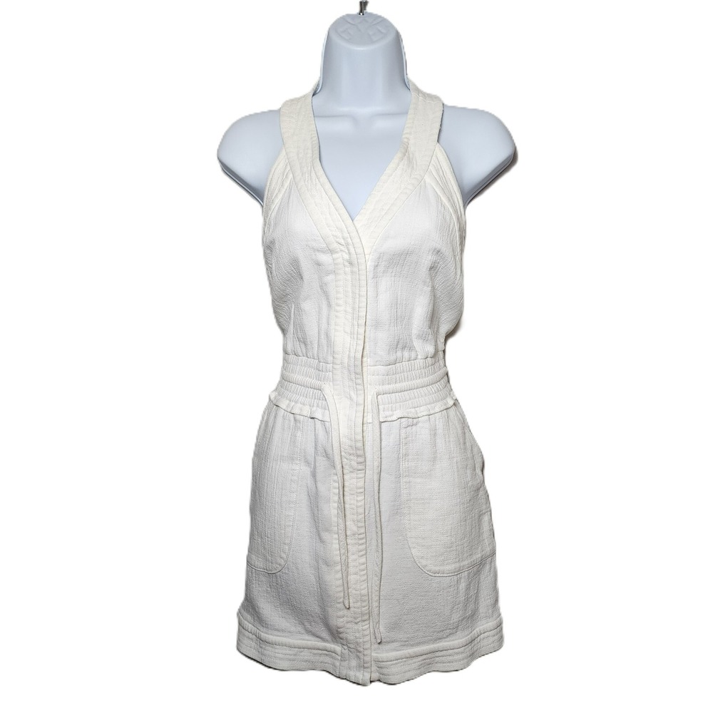 Rebecca Minkoff Dress L White Sleeveless Cotton Belted Mini Summer Style - Picture 9 of 9